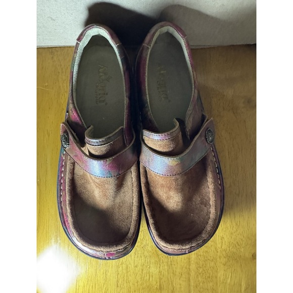 Alegria Women's Marie Shoes Tan Suede & Floral Leather Size 8.5/39 Nice! - Picture 6 of 8